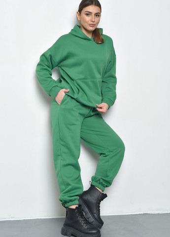 Спортивний костюм жіночий на флісі зеленого кольору Let's Shop (271813331)