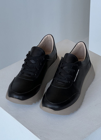Чорні осінні стильні молодіжні кросівки з натуральної шкіри InFashion Кросівки