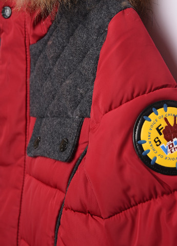 Бордовая зимняя куртка детская еврозима бордовая с капюшоном Let's Shop