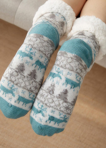 Тёплые носки женские махра Комплект 2 пары / махровые высокие носки Эко мех Размер 35-40 Бирюза+коричневый 69187 DobraMAMA (267155334)