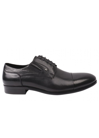 Туфлі чоловічі з натуральної шкіри, на низькому ходу, на шнурівці, колір чорний, Basconi 757-21dt (257438609)
