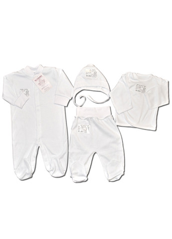 Білий демісезонний комплект одягу для малюка №5 (4 предмети) тм колекція капітошка білий Родовик комплект БД-05
