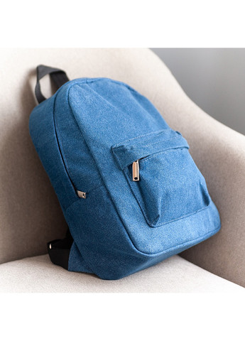Жіночий джинсовий невеликий рюкзак синього кольору міський повсякденний з чорними ручками 8 літрів No Brand (258653583)