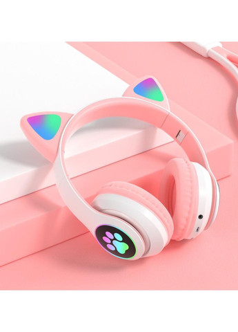 Навушники з котячими вушками Bluetooth Рожеві No Brand stn-28 (260495666)