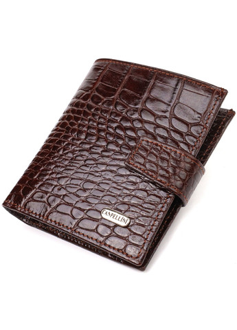 Шикарный мужской бумажник из натуральной кожи с тиснением под крокодила 21729 Коричневый Canpellini (259874018)