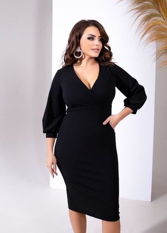 Чорна жіноча ошатна сукня чорного кольору р.60/62 443157 New Trend