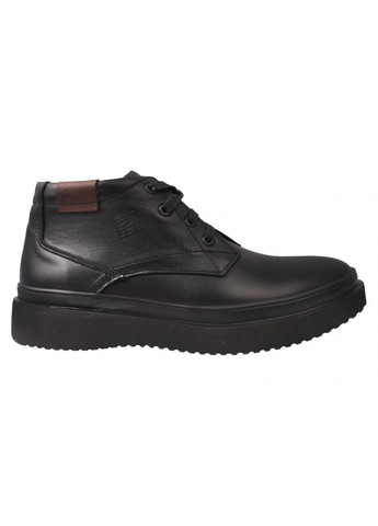 Черные ботинки мужские из натуральной кожи, на платформе, на шнуровке, черные, украина maxus Maxus Shoes