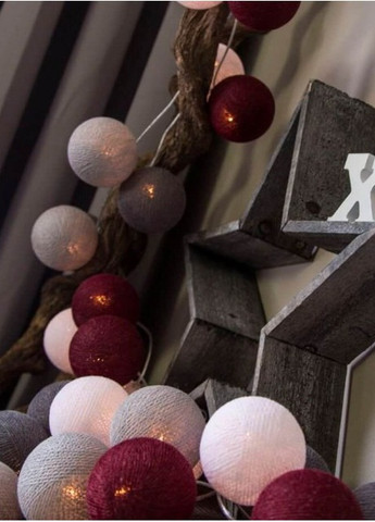 Гірлянда-нічник бавовняні ліхтарики CBL Dark Red 20 шт. від батарейок, 2.5 м Cotton Ball Lights (257960496)