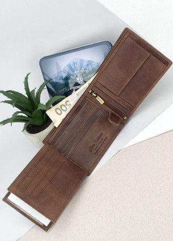 Портмоне мужское кожаное N992-BE-TRAV коричневое в подарочной коробке Peterson (271125201)