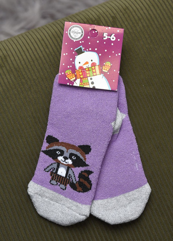 Носки детские махровые фиолетового цвета с рисунком Let's Shop (269692576)