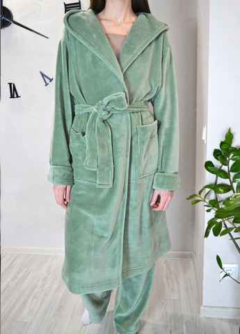 Фисташковый демисезонный фисташковый домашний комплект (халат, брюки) ZM