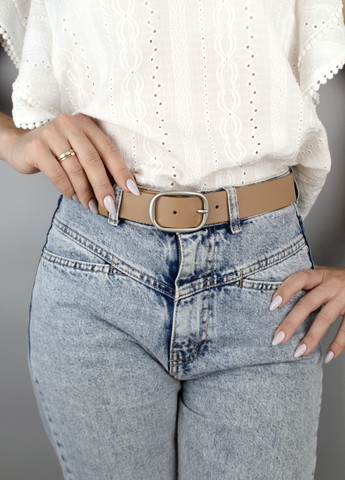 Ремень женский кожаный HC-3451 (120 см) бежевый под джинсы и брюки HandyCover (263063855)
