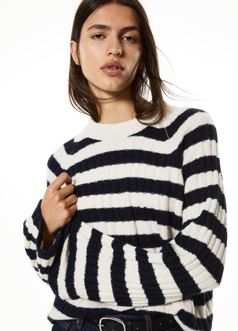 Комбинированный демисезонный свитер в рубчик H&M