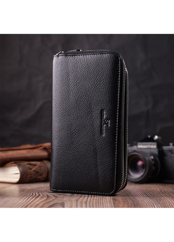 Чоловічий клатч на два відділення з натуральної шкіри 22531 Чорний st leather (278000971)