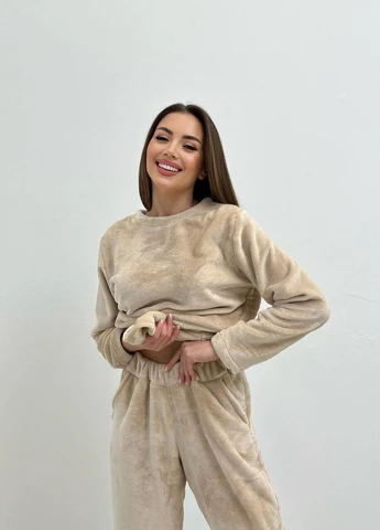 Бежева жіноча піжама махра No Brand