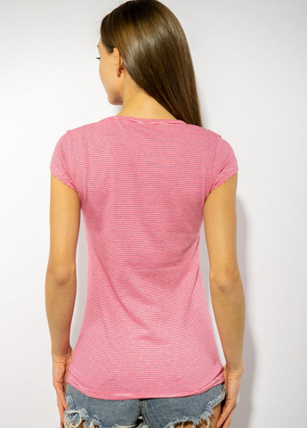 Бесцветная летняя футболка женская в полоску (молочно-розовый) Time of Style