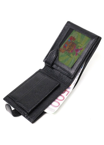 Горизонтальне портмоне для чоловіків з натуральної зернистої шкіри 22059 Чорний Bond (262157957)