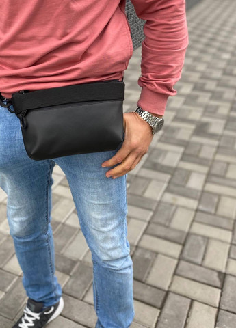 Нагрудная сумка с экокожи бананка поясная черного цвета матовая Street Zeus No Brand (258261918)