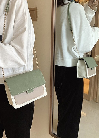 Жіноча класична сумочка крос-боді через плече бархатна велюрова замшева зелена хакі оливкова No Brand (259365516)