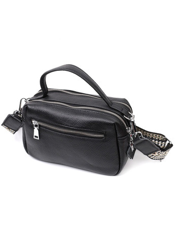 Сумка прямокутна для жінок на два відділення з натуральної шкіри 22343 Чорна Vintage (276457514)