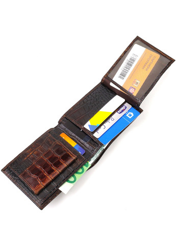 Фактурний чоловічий гаманець без застібки горизонтального формату з натуральної шкіри 21759 Коричневий Canpellini (259874112)