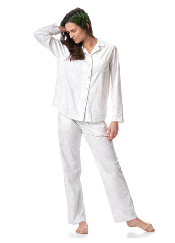 Белая пижама женская (рубашка,брюки) lns 818 b23 рубашка + брюки Key