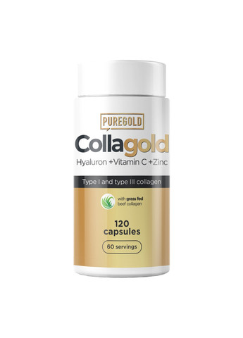 Коллаген 1 и 3 Типов с Гиалуроновой Кислотой - CollaGold - 120 капсул Pure Gold Protein (269462246)
