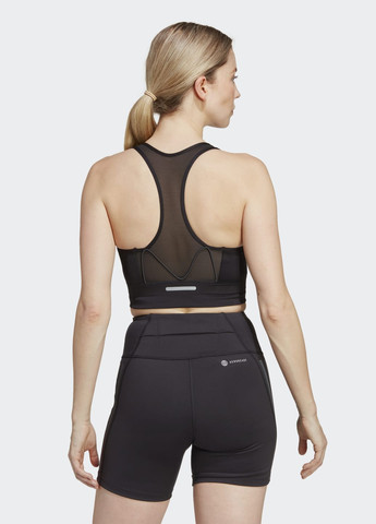 Чёрный спортивный бра medium-support running pocket adidas