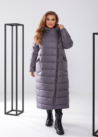 Серая женская куртка-пальто из плащевки цвет графит р.48/50 448148 New Trend