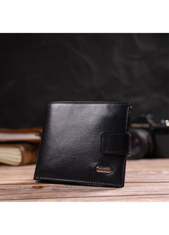 Практичний гаманець для чоловіків горизонтального формату з натуральної гладкої шкіри 21772 Чорний Canpellini (259874134)