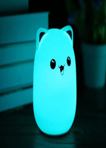 Силіконовий акумуляторний дитячий нічник-світильник Котик зарядка від USB No Brand (265331391)