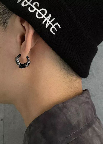 Сережки кільця чоловічі нержавіюча сталь (пара) MK1231-2 чорний DeKolie (260517566)