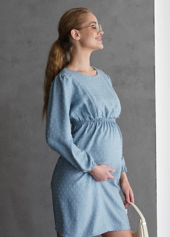 Синя бавовняна сукня для вагітних і годуючих мам синя із секретом для годування To Be