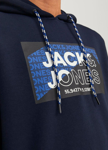 Худи флис,темно-синий с принтом,JACK&JONES Jack & Jones (275133101)
