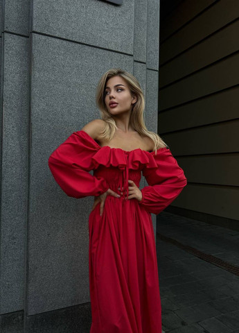 Красное кэжуал женское платье софт No Brand