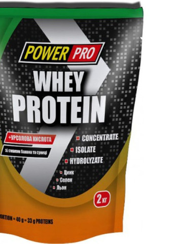 Whey Protein 2000 g /50 servings/ банан + земляника Power Pro (256721603)