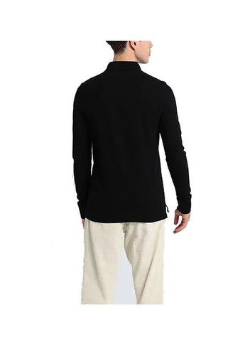 Черная футболка-поло мужское с длинным рукавом для мужчин Tommy Hilfiger