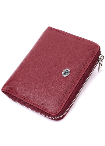 Шкіряний гаманець для жінок на блискавці з металевим логотипом виробника 19485 Бордовий st leather (277980476)