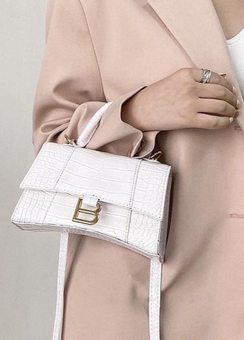 Жіноча сумка balenciaga 1068 крос-боді рептилія лакова біла No Brand (276717076)