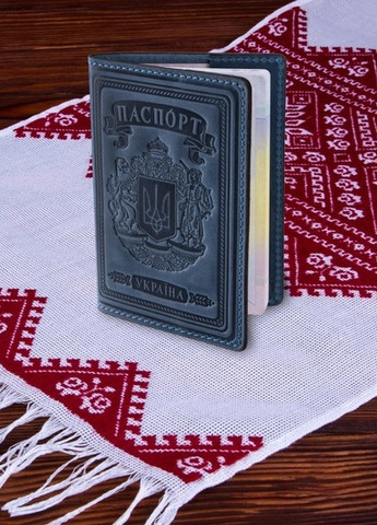 Кожаная Обложка Для Паспорта Villini 003 Темно-Голубой Martec (259040659)