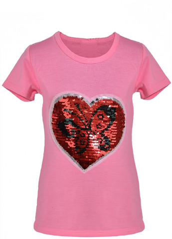 Розовая футболки футболка на дівчаток (бабочка в сердце)16891-731 Lemanta
