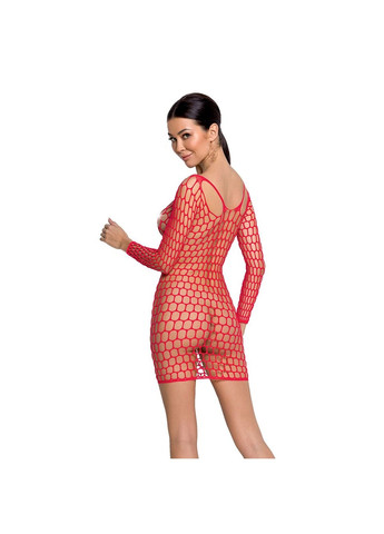 Бодістокінг-сукня з глибоким коміром Passion BS093 red, довгі рукави ADDICTION (258261725)