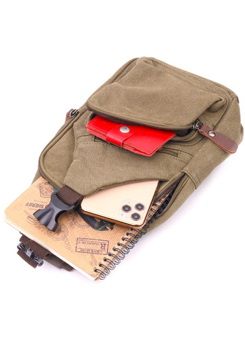 Сумка через плече з USB кабелем чоловіча із щільного текстилю 21223 Оливкова Vintage (258267804)