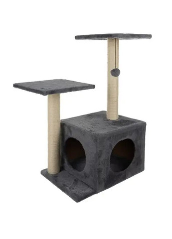Домик кошачье дерево когтеточка дряпалка для кошек с игровыми элементами 4 уровня 71х44х34 см (476008-Prob) Серый Unbranded (275456649)