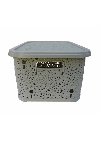 Корзина коробка бокс органайзер короб для хранения вещей универсальная с крышкой ручками 21x29x12.5 см (475588-Prob) Бежевая Unbranded (269002748)