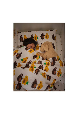 Пододеяльник и наволочка с рисунком медведя желтый/коричневый,150x200/50x60см IKEA brummig (260644096)