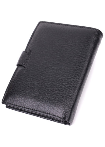 Практичний чоловічий гаманець із блоком під документи з натуральної шкіри 22478 Чорний st leather (277980399)