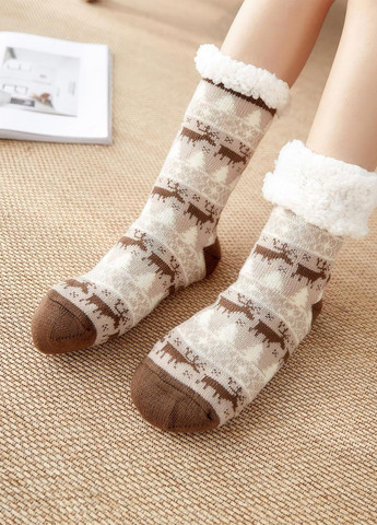 Коричневі шкарпетки жіночі високі махра комплект 2 пари / теплі зимові махрові носки еко хутро розмір 35-40 бірюза+коричневий 69187 DobraMAMA новорічні (267155334)