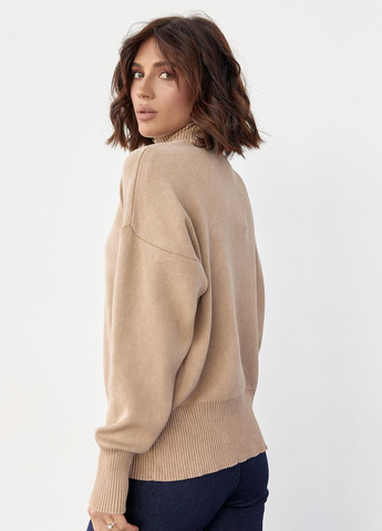 Светло-коричневый зимний женский свитер в технике тай-дай - светло-коричневый Lurex
