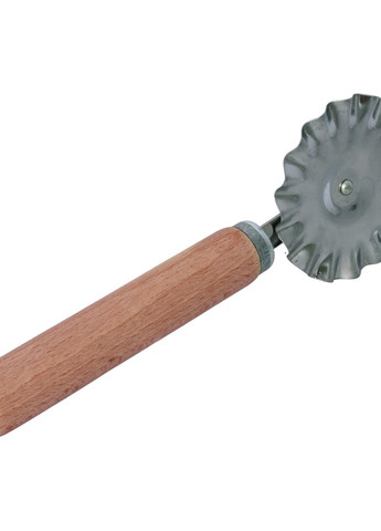 Ніж ролик фігурний зубчастий для тіста та вирізування чебуреків з дерев'яною ручкою Ø63х175 мм Kitchette (275104145)